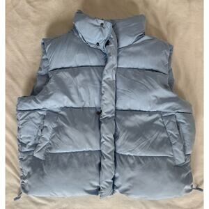 BDG Urban Outfitters Light Blue Quilted Puffer Vest Snap Zip Women’s S